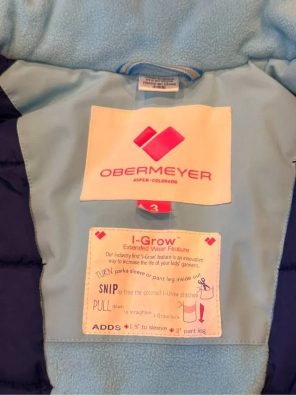 Obermeyer girls Toddler size 3 Sierra Winter puffer coat w/I-GROW MSRP $140